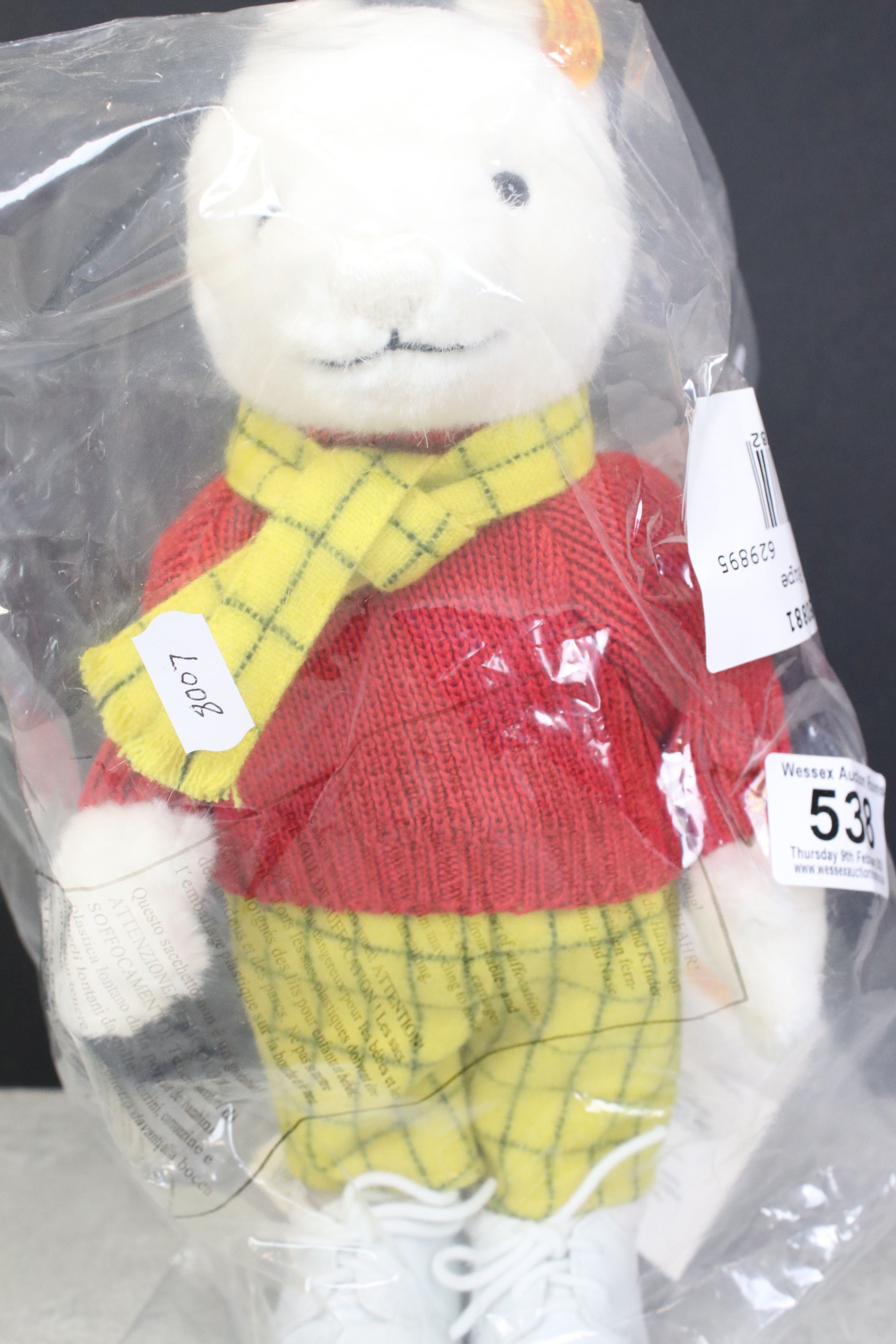 Steiff - Rupert Bear 662782 250881, 28cm tall, in original sealed plastic packaging, with tag and - Image 2 of 4