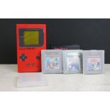 Retro Gaming - Original red Nintendo Game Boy handheld console with 3 x cased games (Harry Potter,