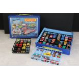 Two Matchbox 1970's collectors carry cases containing 85 mid 20th C onwards play worn diecast models