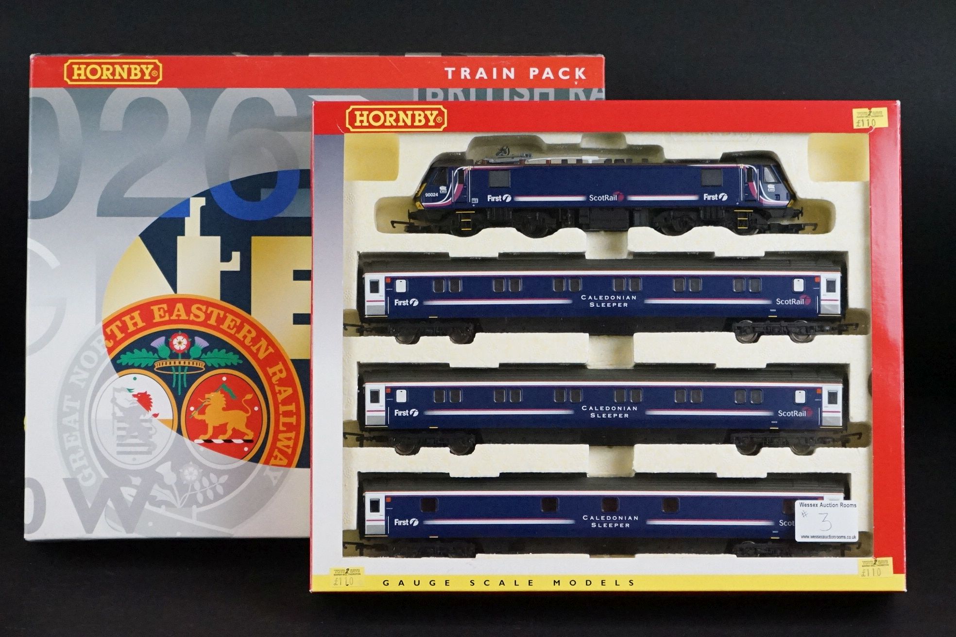 Boxed Hornby OO gauge R2663 Caledonian Sleeper Train Pack, complete