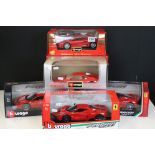 Seven boxed Burago 1/18 diecast Ferrari models, to include Signature Series FXXK & California T,