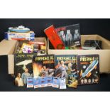 Quantity of mixed toys, books and collectables to include Star Trek & Fireball annuals, boxed