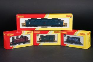 Four boxed Hornby OO gauge Railroad locomotives to include R2879 BR Class 55 St Paddy 55001, R2674