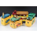 Four boxed Dinky diecast models to include 408 Big Bedford Lorry, 400 BEV Electric Truck in blue,