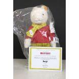 Steiff - Rupert Bear 662782 250881, 28cm tall, in original sealed plastic packaging, with tag and