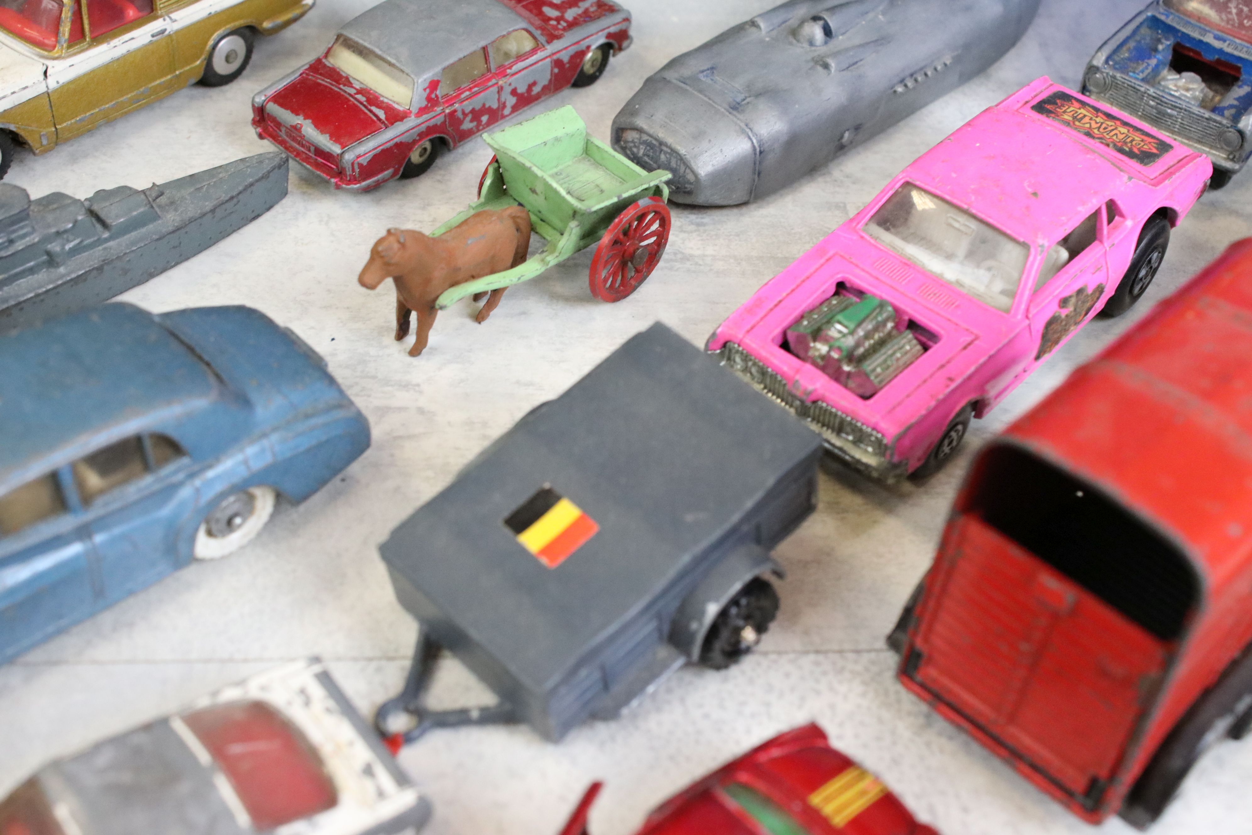 Over 110 Play worn diecast models, mainly mid 20th C, to include Dinky, Corgi, Matchbox and Crescent - Image 4 of 11