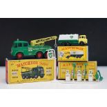 Three boxed Matchbox Series BP related diecast models and accessories to include 25 BP Tanker, A1 BP