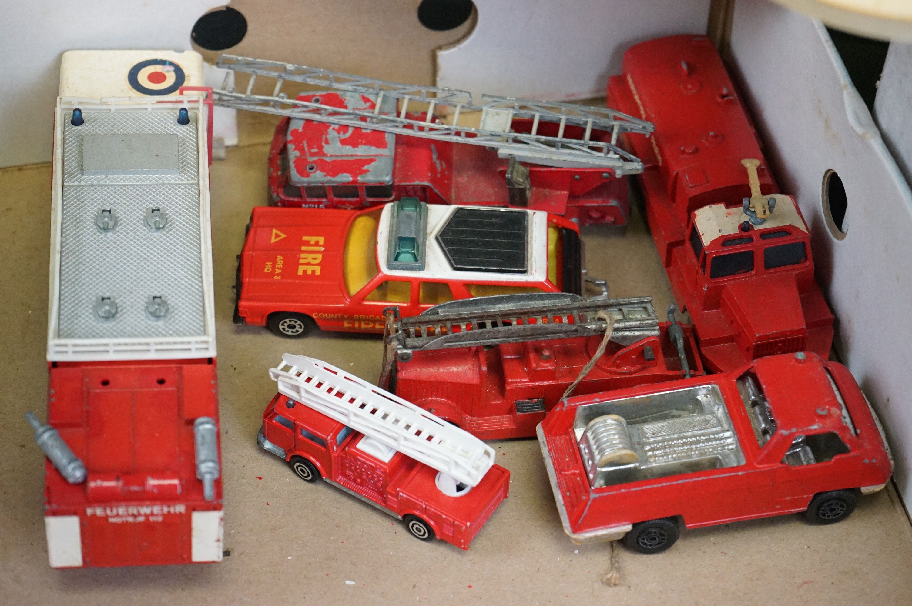 Around 40 play worn mid 20th C onwards diecast models featuring military & fire service examples - Image 2 of 14