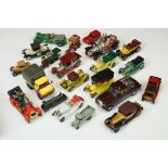 20 Mid 20th C play worn diecast models to include Triang Spot On Royal Rolls Royce, Corgi Chitty