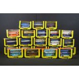22 Boxed Corgi diecast model buses featuring many 469 examples with decal variants, diecast ex,