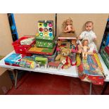 Large collection of mixed toys & dolls to include a quantity of Playmobil (City Line bus, fencing,