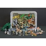 Quantity of various plastic soldiers, figures and animals, mainly unmarked examples, Airfix etc plus