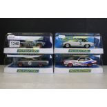 Three cased Scalextric Ford official Product slot cars, to include C4177 Ford Lotus Cortina, C4105