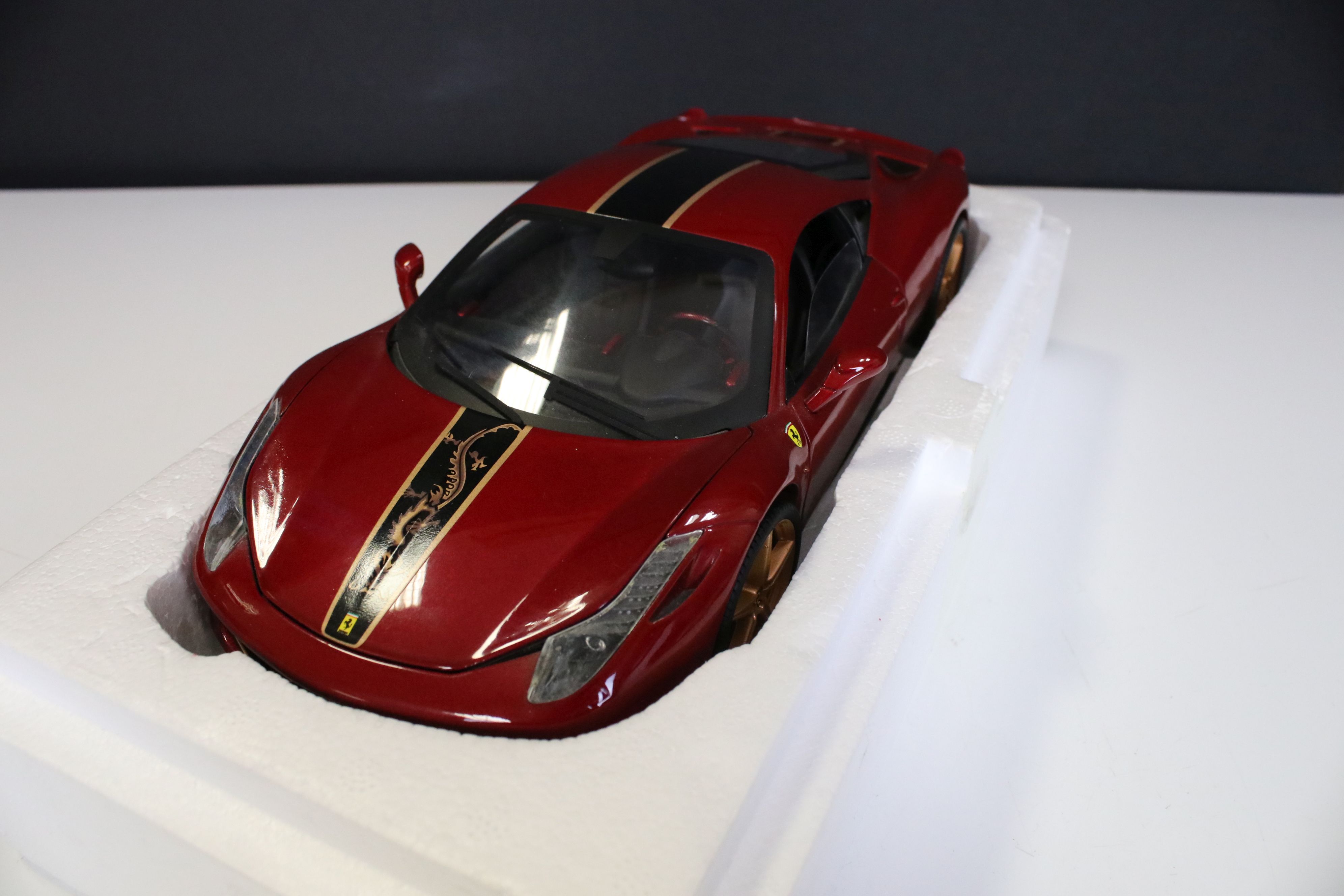 Two boxed 1/18 Hot Wheels Ferrari diecast models to include Elite BCK12 458 Italia and X5524 FF, - Image 8 of 9