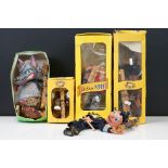 Three boxed Pelham Puppets to include Bimbo, Bengo & girl plus 2 x unboxed Pelhams featuring