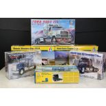 Six Boxed & unbuilt plastic model kits to include 4 x 1:24 Italeri (3820 American Superliner, 3915