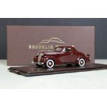 Boxed Brooklin Models 1/43 BLM06 1937 Studebaker Dictator Coupe model in grapestone maroon, with