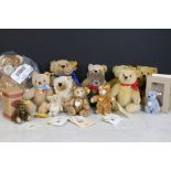 Collection of 12 unboxed smaller Steiff bears, to include The British Isles Bears x 4, 661136,