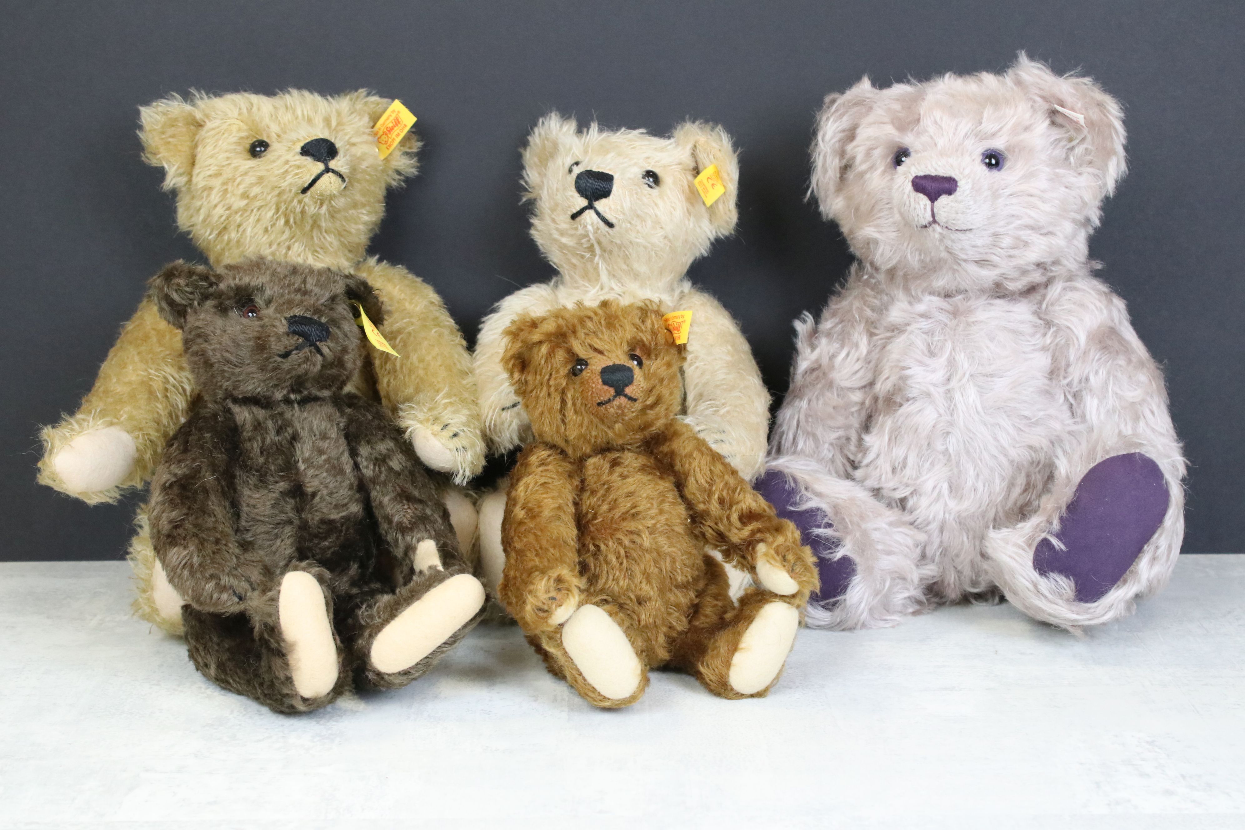 Five Steiff Bears, to include limited edition 660047 Teddy Bear, certificate No.02340, with Steiff