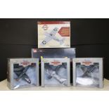 Five boxed diecast model aircraft to include 3 x Air Legends 1/48 (99028 F4U Bird Cage Corsair,