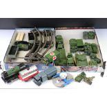 15 Mid 20th C play worn Dinky military diecast models plus a Corgi Major Hovercraft and a group of