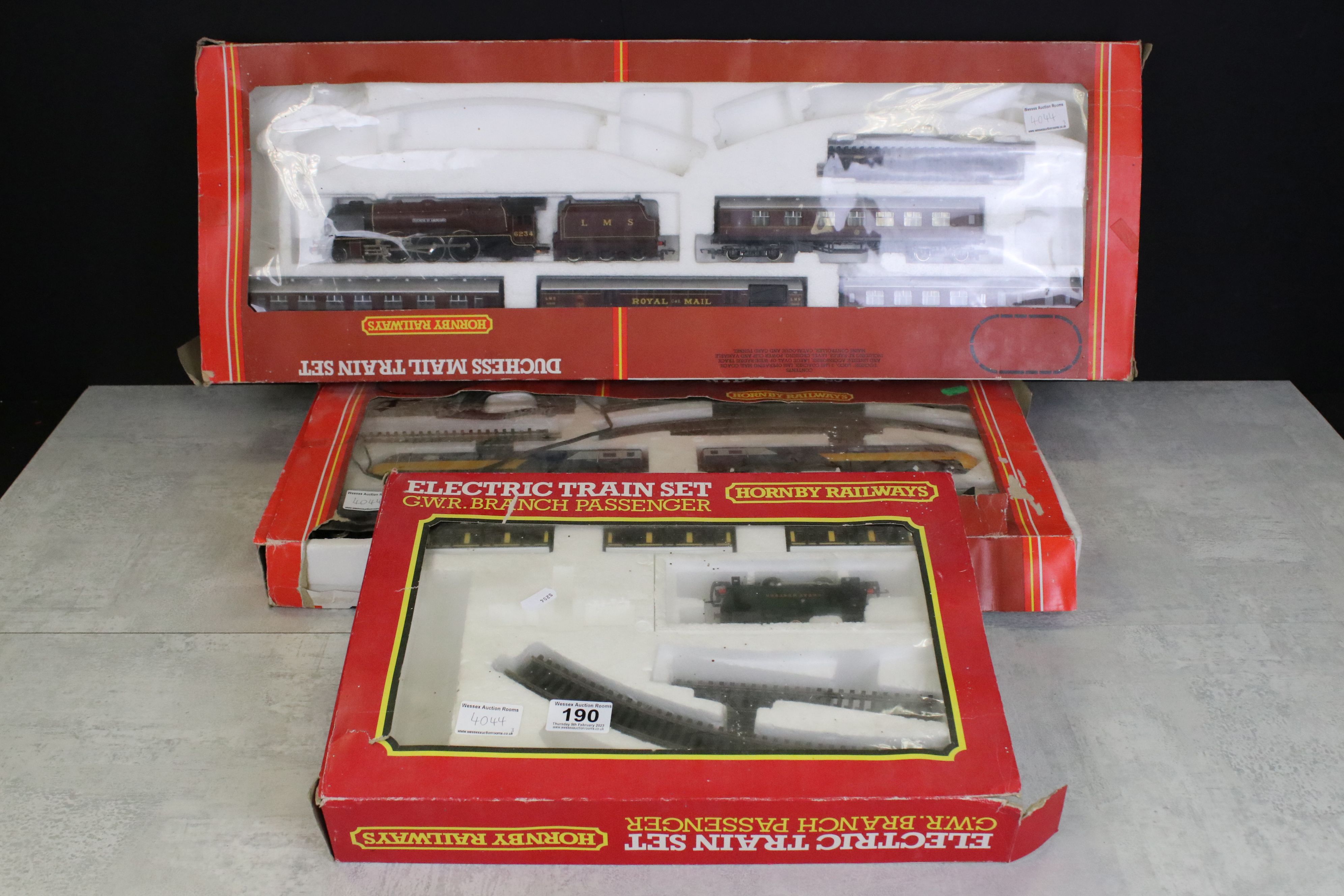 Three boxed Hornby OO gauge train sets, all part complete to include R541 InterCity 125 with 2 x