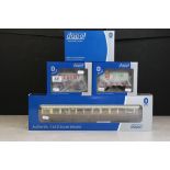 Four boxed Dapol O gauge items of rolling stock to include 7P 004 001 Autocoach GWR Crest