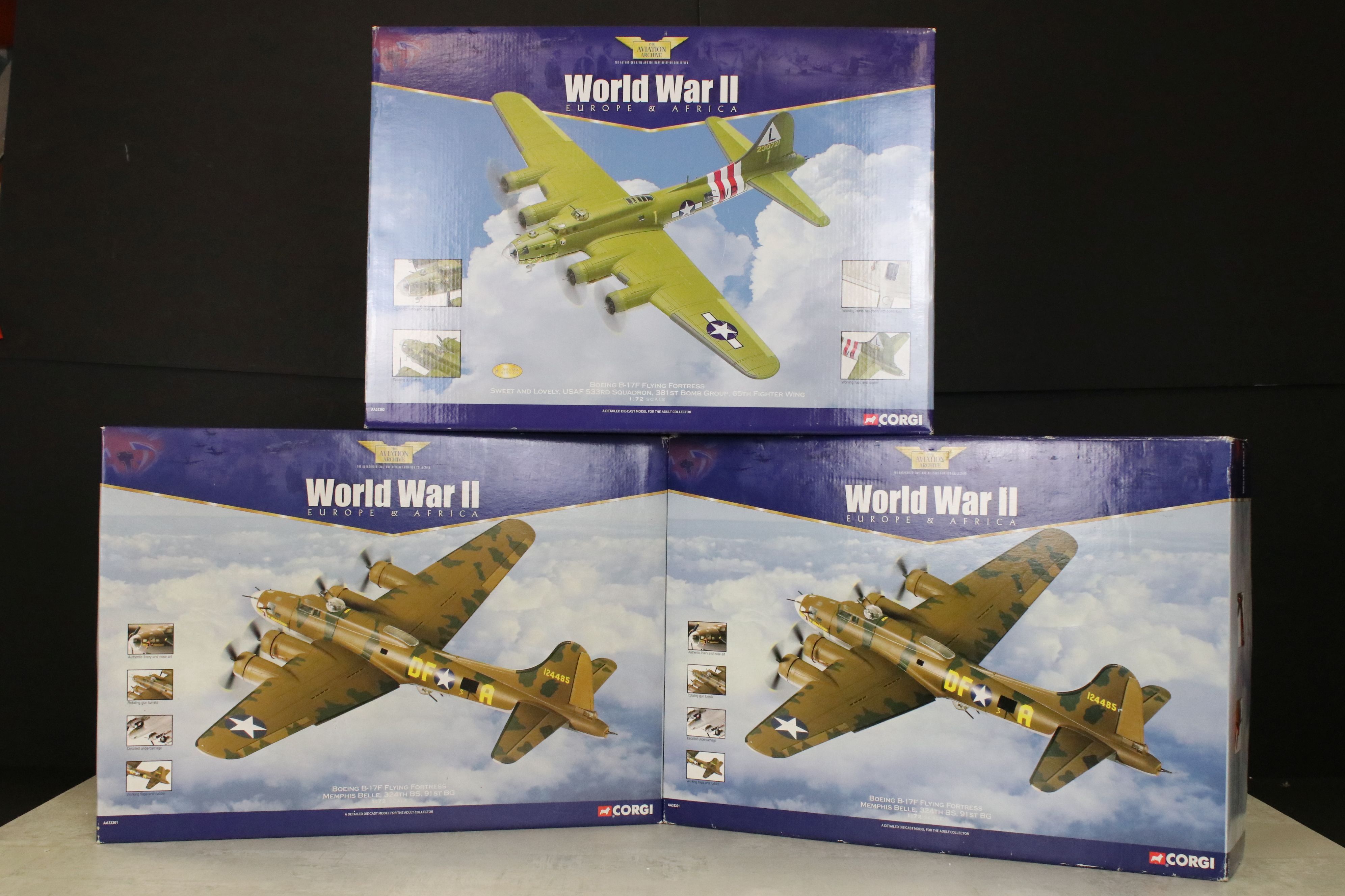 Two Boxed Aviation Archive World War II Europe & Africa 1/72 diecast models to include AA33301