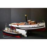 Wooden scale model of Southampton tug boat ' Albion ' steam powered, approx length 60cm, together