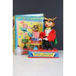 Boxed Cragston Toys Japan 50105 tin plate Battery Powered Mr Fox The Magician toy, toy shows some