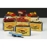 Seven boxed Matchbox 75 Series diecast models to include 14, 48, 2 x 18, 17, 22 & 9, all show play