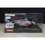 Cased McLaren-Mercedes Formula 1 race car 2008, "No 22" by Carrera "Evolution" (model no 27277) in