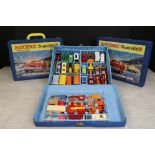 Three Matchbox Superfast collector's carrying cases containing 132 mid 20th C onwards play worn