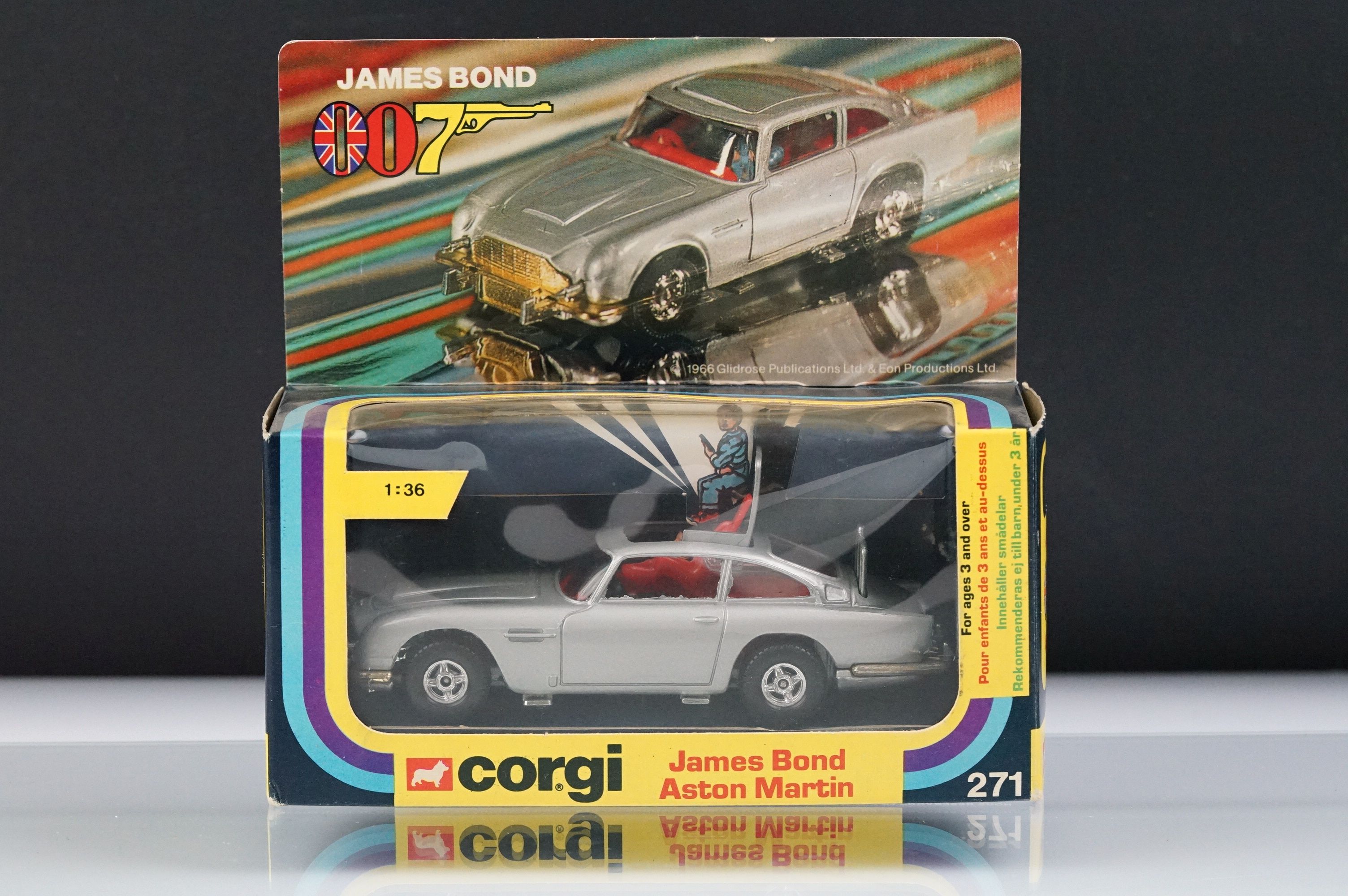 Boxed Corgi 271 James Bond 007 Aston Martin diecast model with original bag containing 2 x ejector