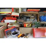Large quantity of OO gauge model railway, mainly Hornby examples to include plastic buildings, boxed