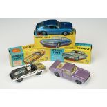 Three boxed Corgi diecast models to include 320 Ford Mustang Fastback 2+2 in metallic lilac, 332