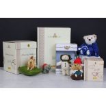 Five boxed Steiff toys, to include Steiff Club 420474 Camel On A Pin Cushion, certificate no. 00335,