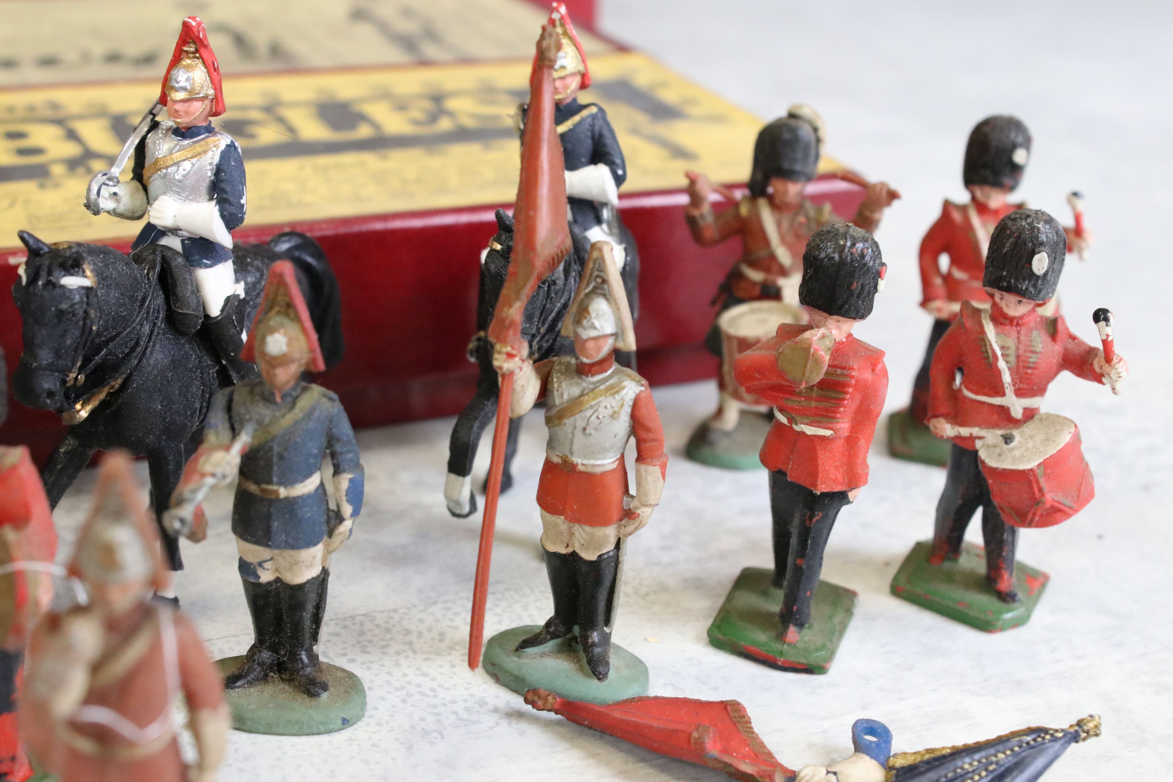 Five Boxed Mid 20th C onwards metal soldier figure sets to include Britains Drums & Bugles of the - Image 3 of 23