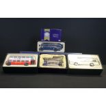 Seven boxed Corgi diecast bus / tram related models, to include Queen Mother's Century 36709 &