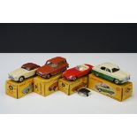 Four boxed Dinky diecast models to include French 518 Renault 4L in brick red, 162 Ford Zephyr