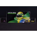 Three Boxed / cased LANG Ayrton Senna Racing Car Collection diecast models to include a 1:18 540