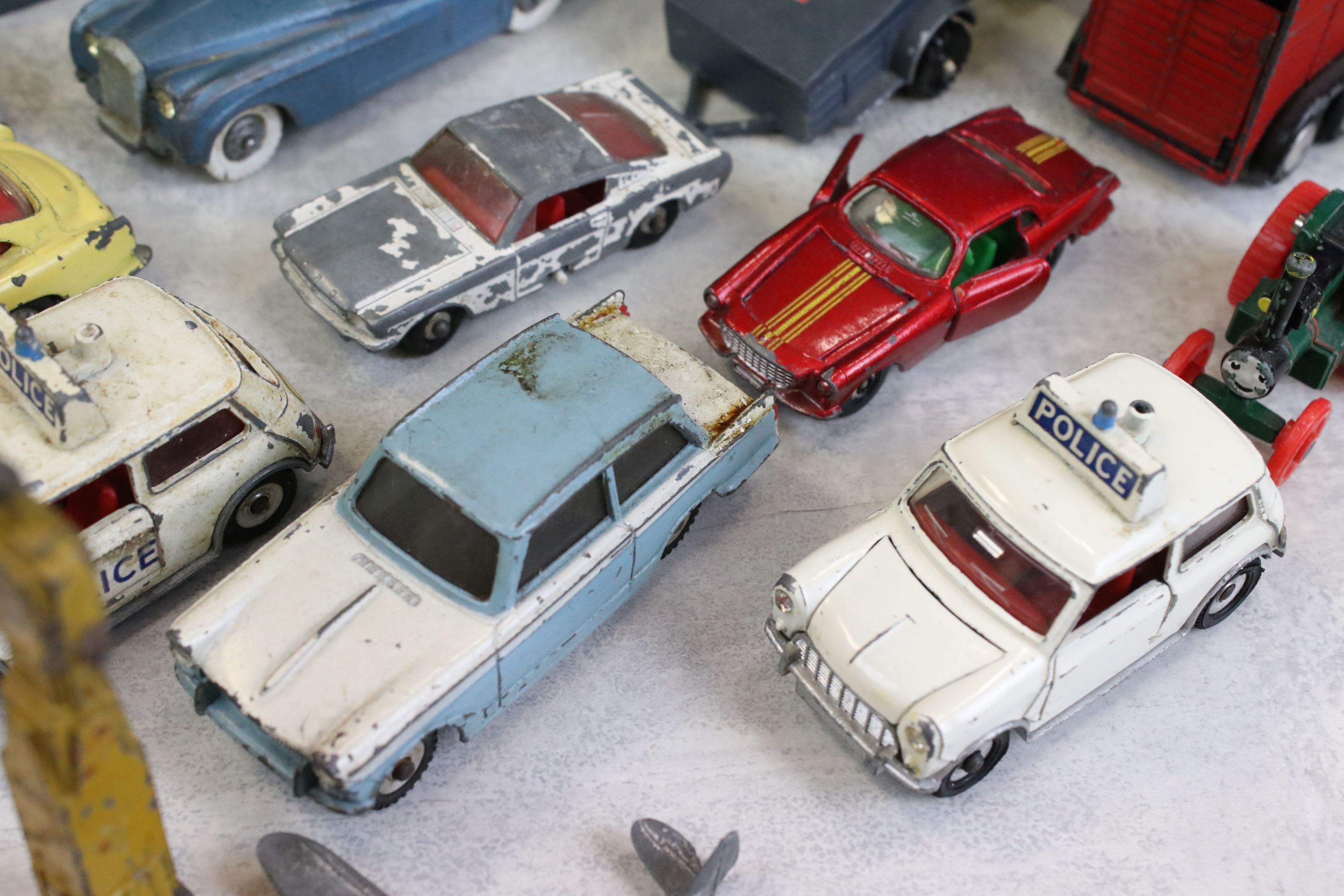 Over 110 Play worn diecast models, mainly mid 20th C, to include Dinky, Corgi, Matchbox and Crescent - Image 2 of 11