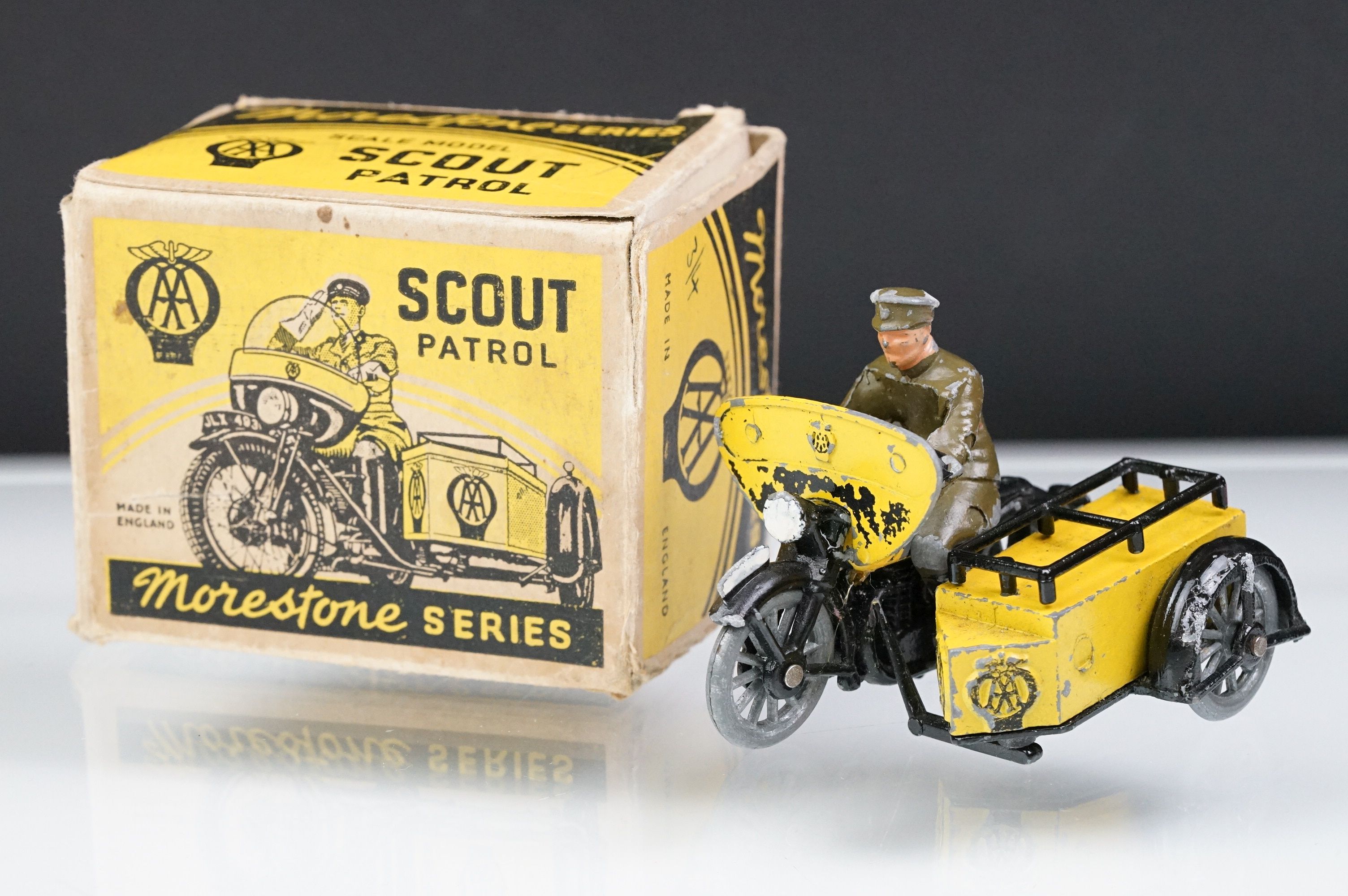 Boxed Morestone Series AA Scout Patrol diecast models, play worn with tatty box