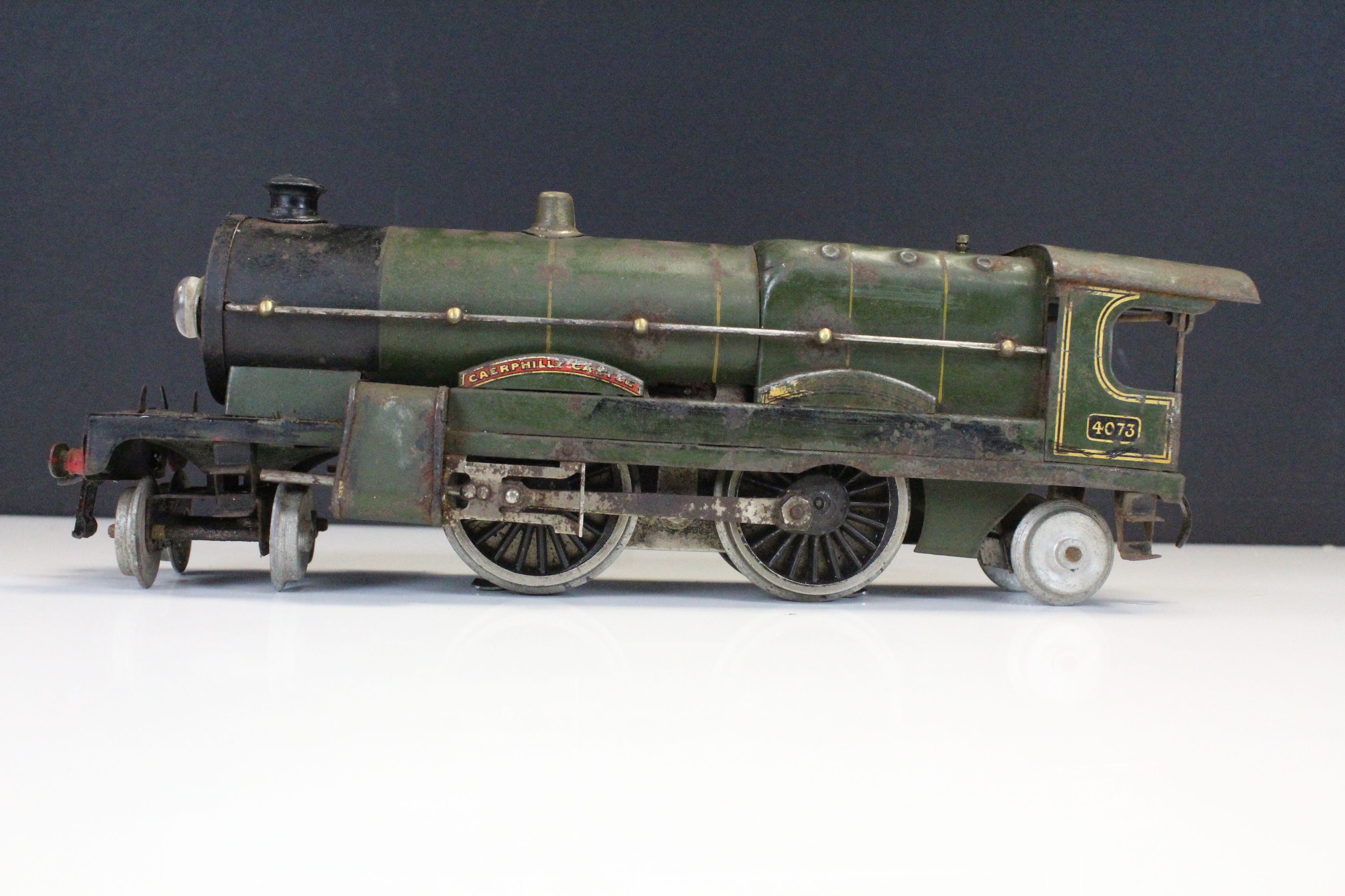 Hornby O gauge Caerphilly Castle 4-4-2 4073 GWR locomotive with tender, play worn - Image 2 of 7