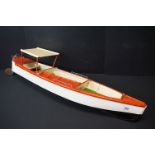 Painted wooden scale model of a yacht, approx. length 98cm