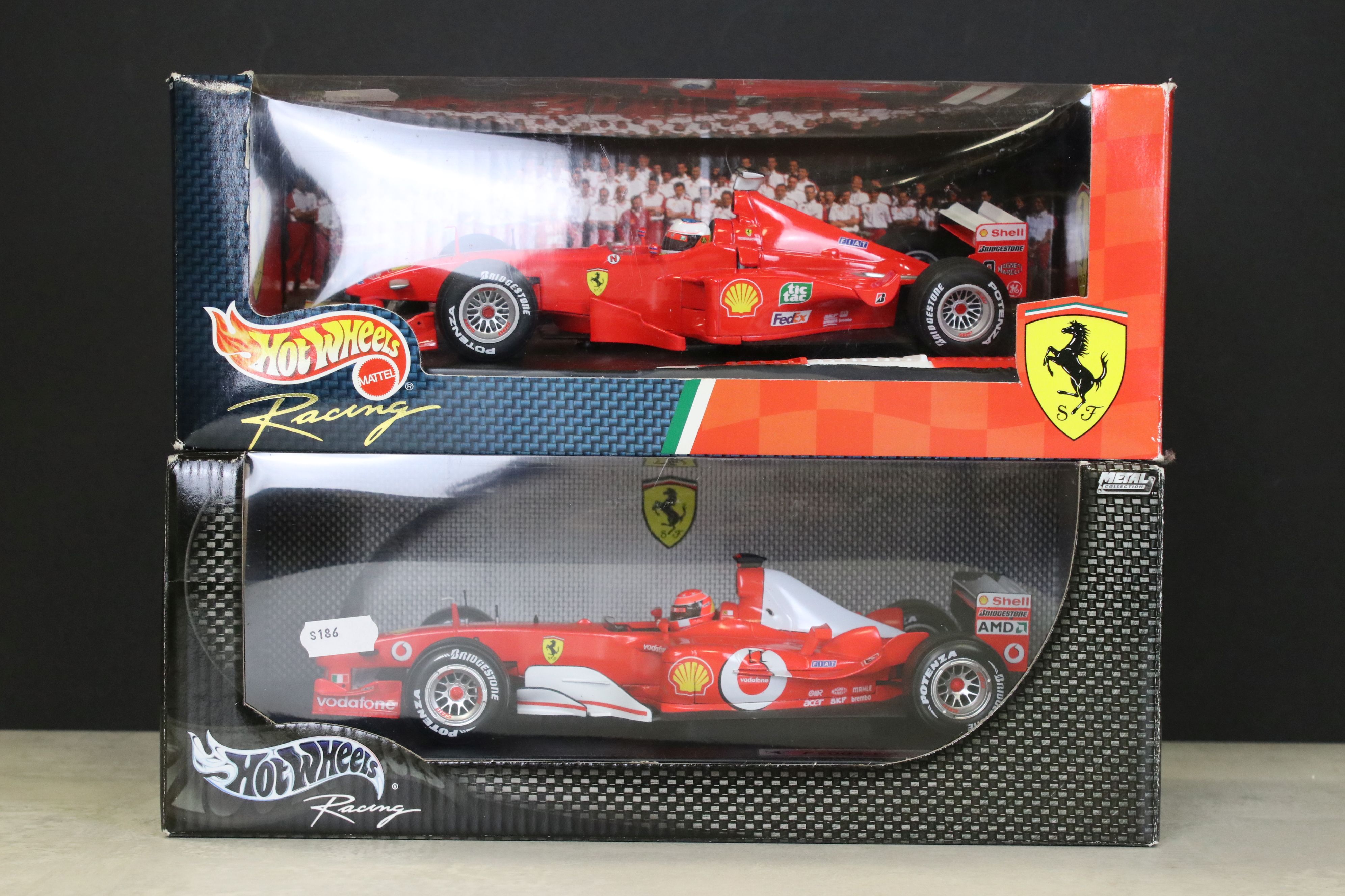 Nine boxed Mattel Hot Wheels 1/18 diecast Ferrari Formula 1 related models, to include Michael - Image 2 of 11