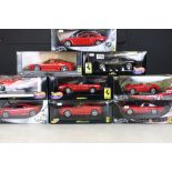 Eight boxed 1/18 Mattel Hot Wheels Ferrari related diecast models, to include 23922 F512M 1994,