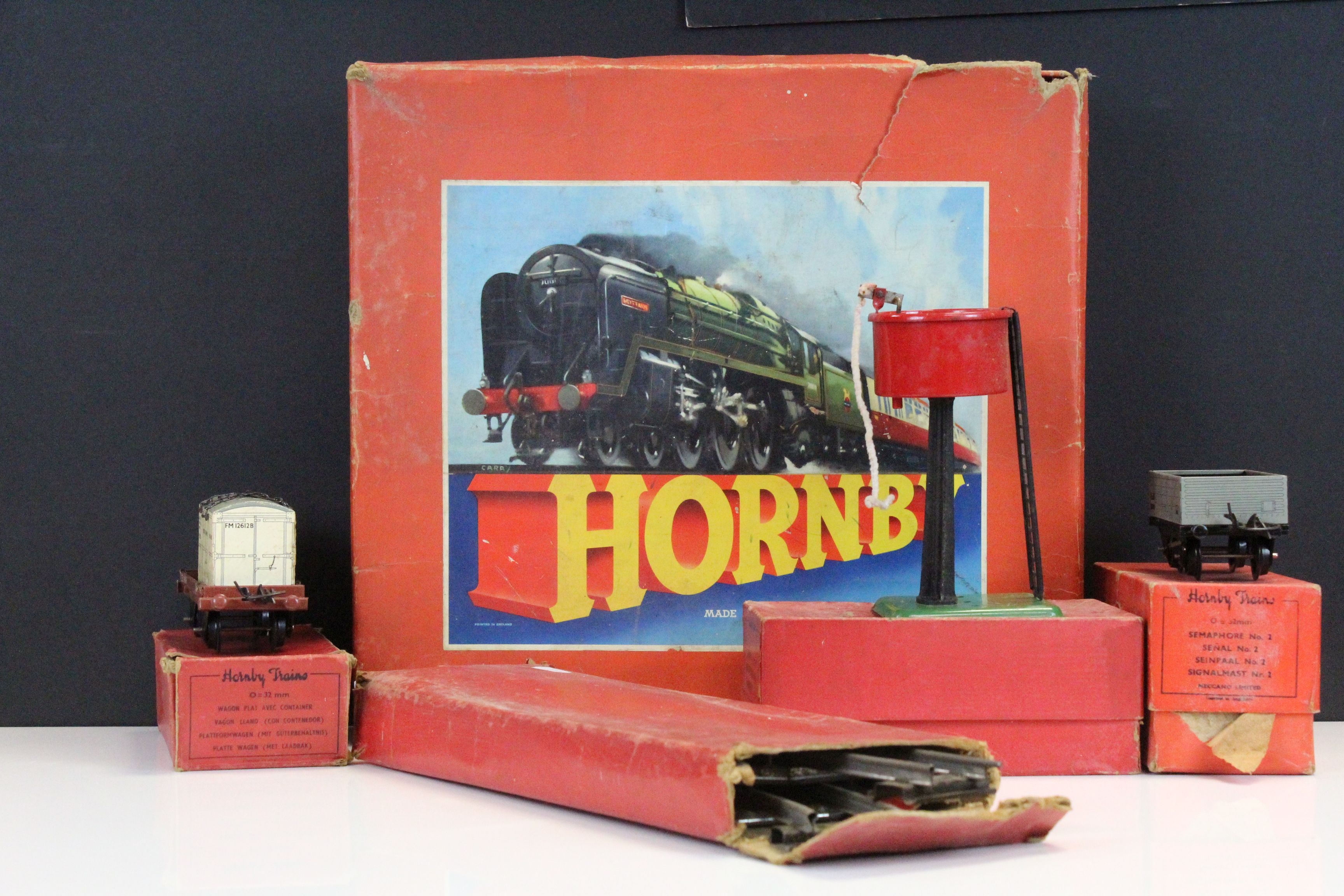 Boxed Hornby O gauge Tank Goods Set No 45 containing BR 0-4-0 locomotive in black livery, track