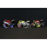 Three Pauls Model Art Minichamps 1/12 motorbike diecast models including Rossi figure and bike, with