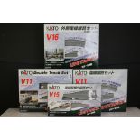 Four boxed Kato N gauge Unitrack sets to include 20876 V16, 20870 V11, 20870-1 V11 (incomplete)